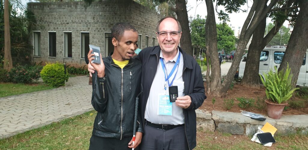 Johan Grobler and blind South African man who received his own audio Bible